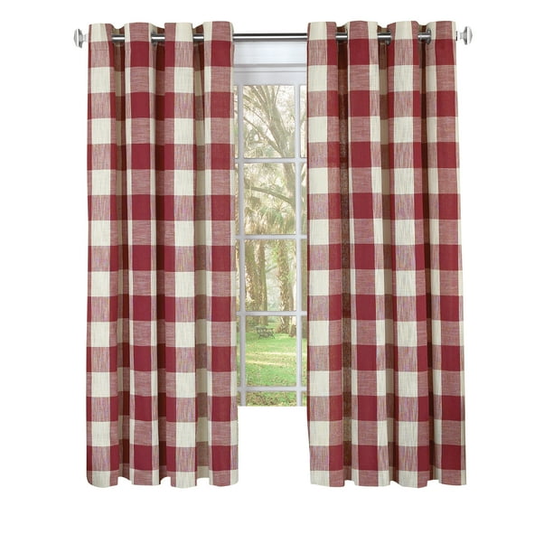 63" length Courtyard Plaid Woven Curtain Panel with Grommets Lorraine Gray 63" length Courtyard Plaid Woven Curtain Panel with Grommets Lorraine Gray